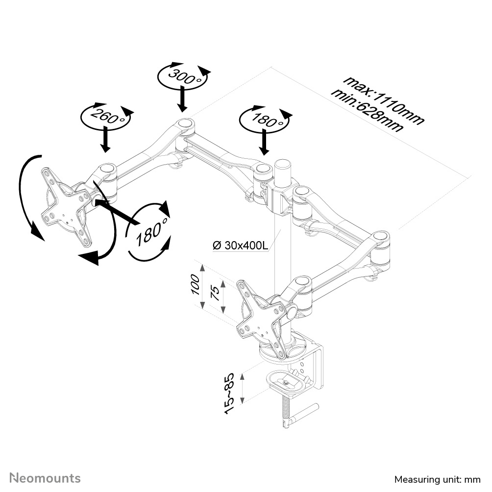 Neomounts FPMA-D1030D Support d'écran à fixer 10-24"